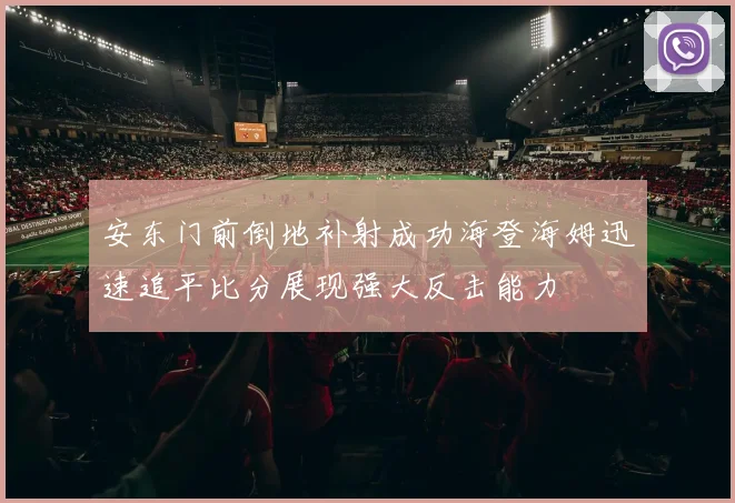 安东门前倒地补射成功海登海姆迅速追平比分展现强大反击能力